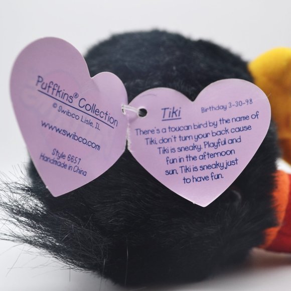 Tike the Toucan Bird Puffkins by Swibco Style 6657 Bean Bag Plush - Picture 7 of 8